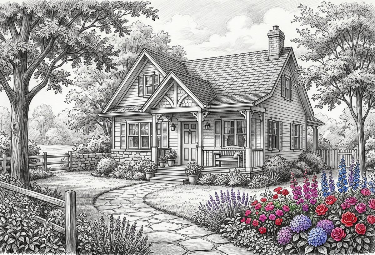 A pencil sketch of a new home