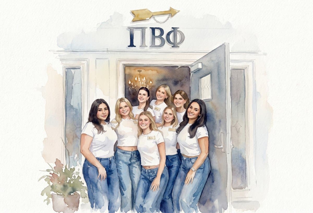 Watercolor of a sorority pledge class