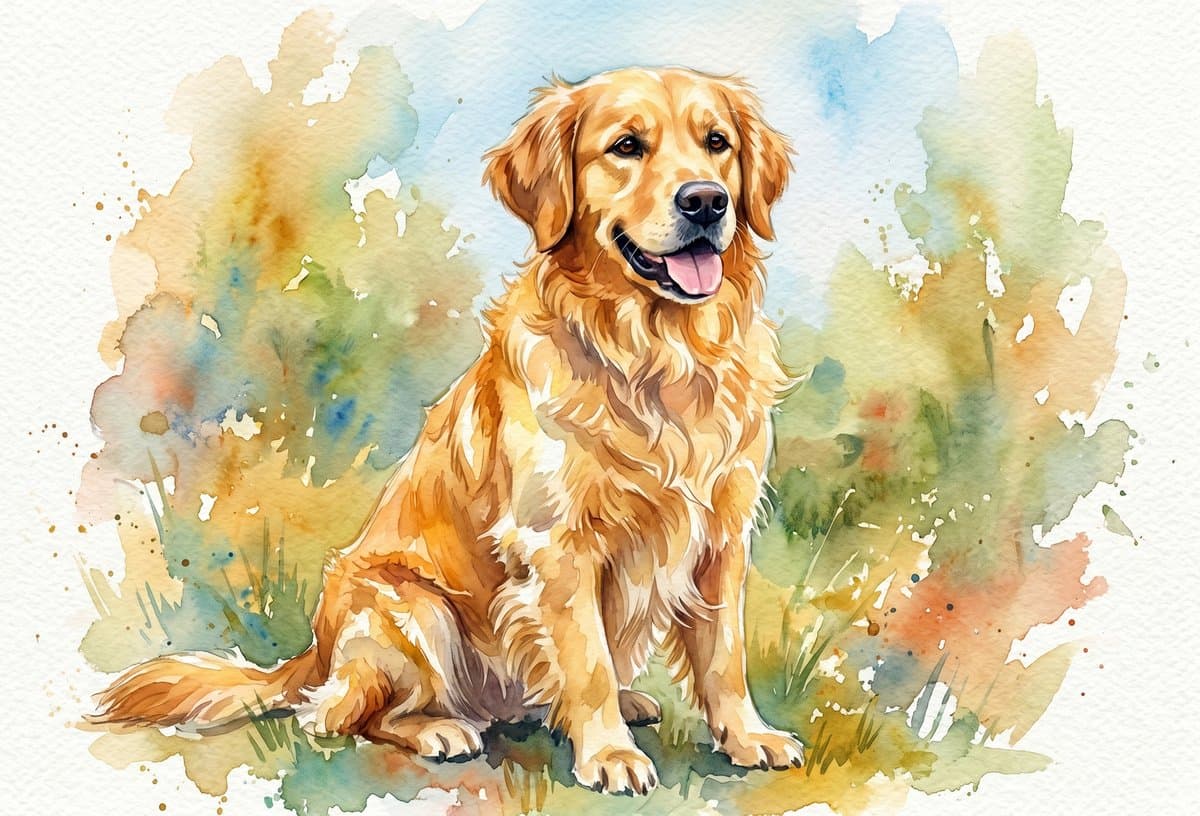 Watercolor portrait of an adopted lab