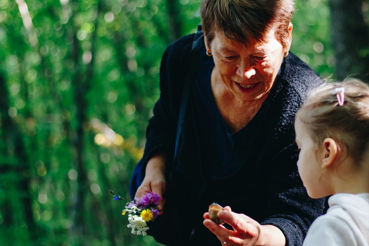 Grandma teaching her granddaughter