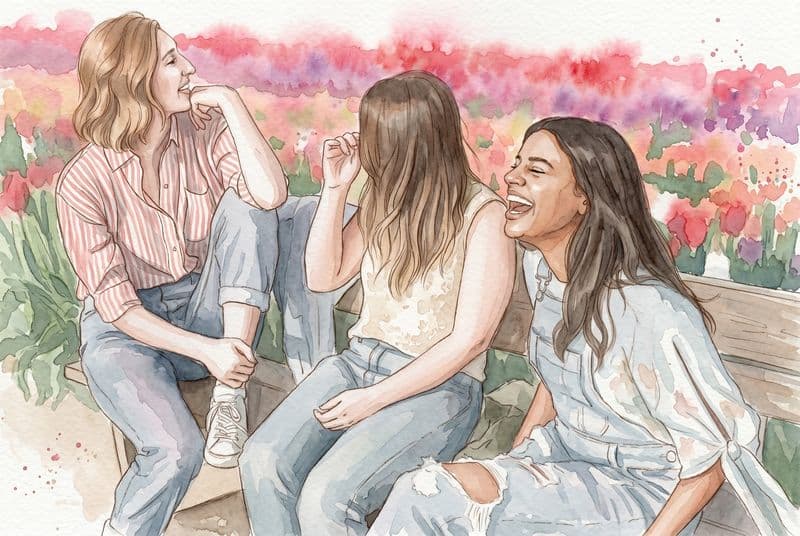 Three friends restyled as soft watercolor art